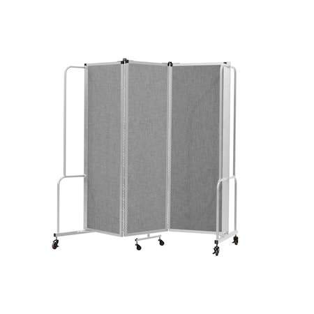 National Public Seating Room Divider, 6' Height, 3 Sections, Grey Panels, Grey Frame RDG6-3PT02